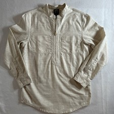 Vintage John Blair Men's Zip Up Cotton Leisure Shirt Oatmeal 1970s Grandpa Small