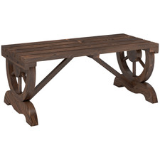 Wooden Wheel Bench Brown 98x50x39.5cm Fir Wood 2-Seater Rustic Seat Slatted