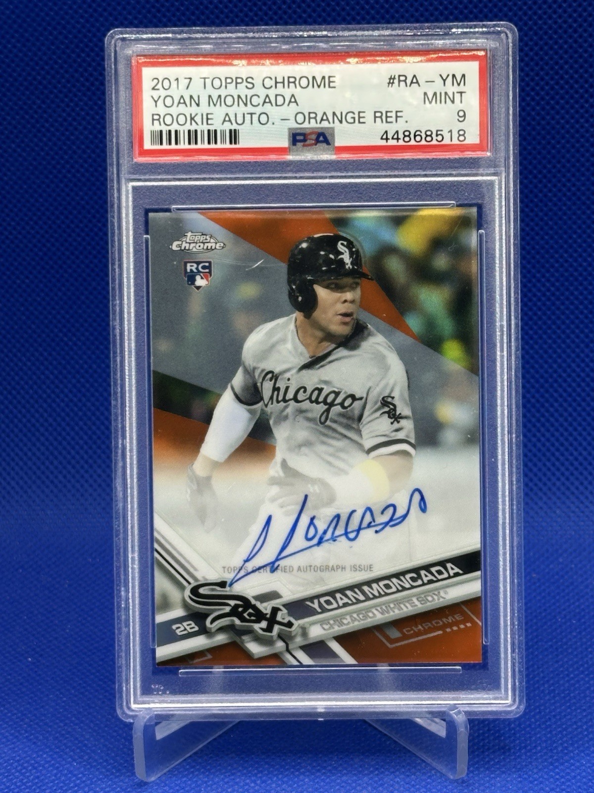 2017 Topps Chrome Orange Refractor Auto YOAN MONCADA RC #RA-YM *PSA 9 MINT!* /25