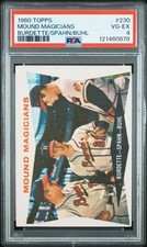 1960 TOPPS BURDETTE/SPAHN/BUHL #230 MOUND MAGICIANS PSA 4