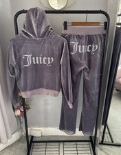 Juicy Couture Lilac Grey Velour Tracksuit Rhinestone Y2K - S/M (UK 8/10) Set