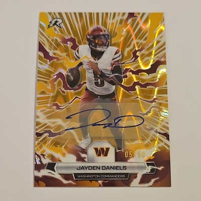 2025 Topps Resurgence Jayden Daniels #Match 5/50 Auto Gold Power Surge Refractor