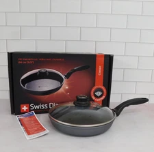 Swiss Diamond Classic HD Nonstick Fry Pan with Glass Lid, 9.5 Inch - NEW