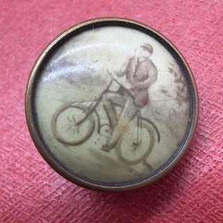 Antique Edwardian Gilt Pictorial Waistcoat Button Vintage Bicycle Button .5”
