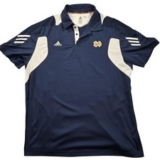 Notre Dame Fighting Irish Polo Shirt Mens XL Blue NCAA Football Adidas Climalite