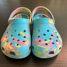 Crocs Classics Rainbow Tye Die Blue Pink Yellow Slingback Clogs Junior 2