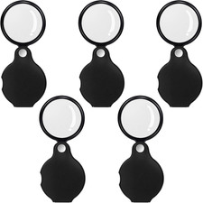 5PCS 10X Pocket Magnifying Glass Small Magnifying Glass with Black Rotating Prot