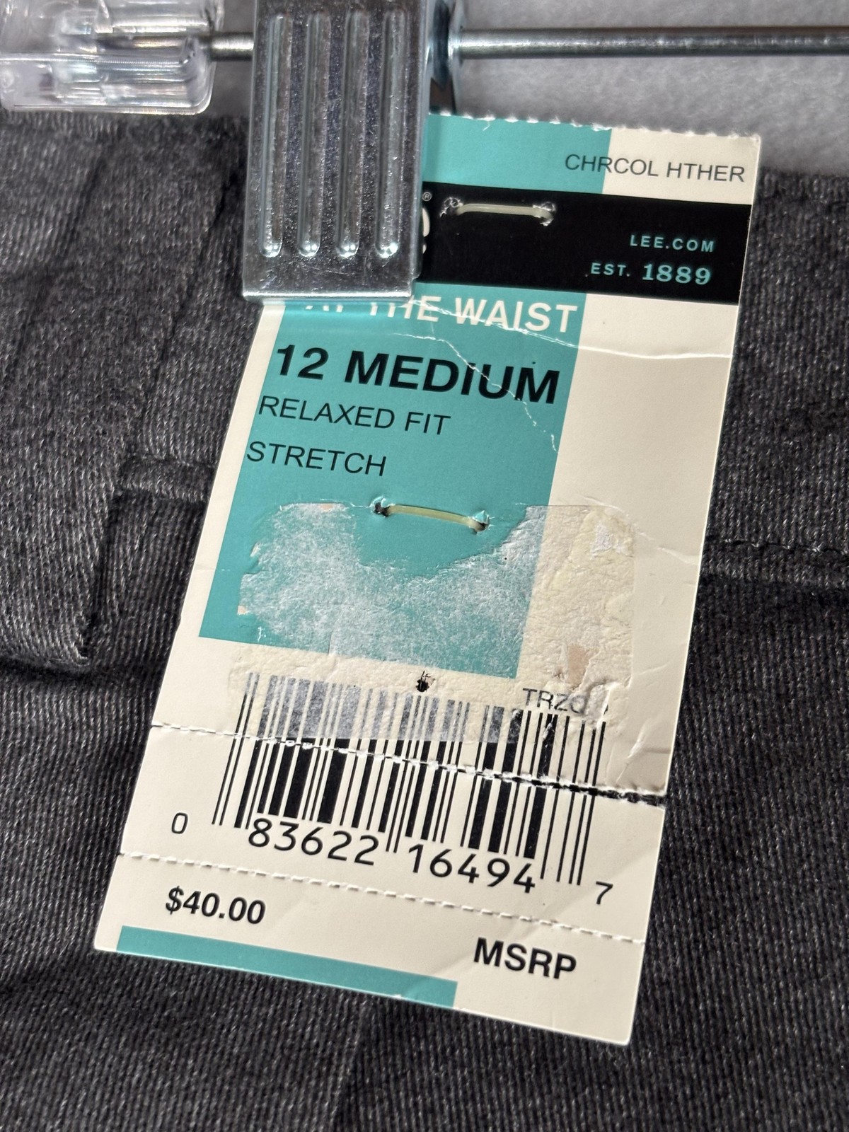 Lee Plain Front Pants Womens 12 Medium Gray Relaxed Straight Leg Stretch Denim thumbnail 14