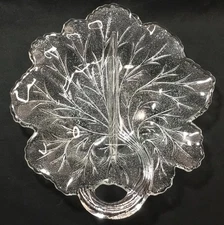 Vintage Indiana glass Tree of Life divided relish dish 8" x 8.5"