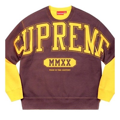 Supreme Overprint MMXX Crewneck Sweatshirt Brown Yellow XL Arch Logo