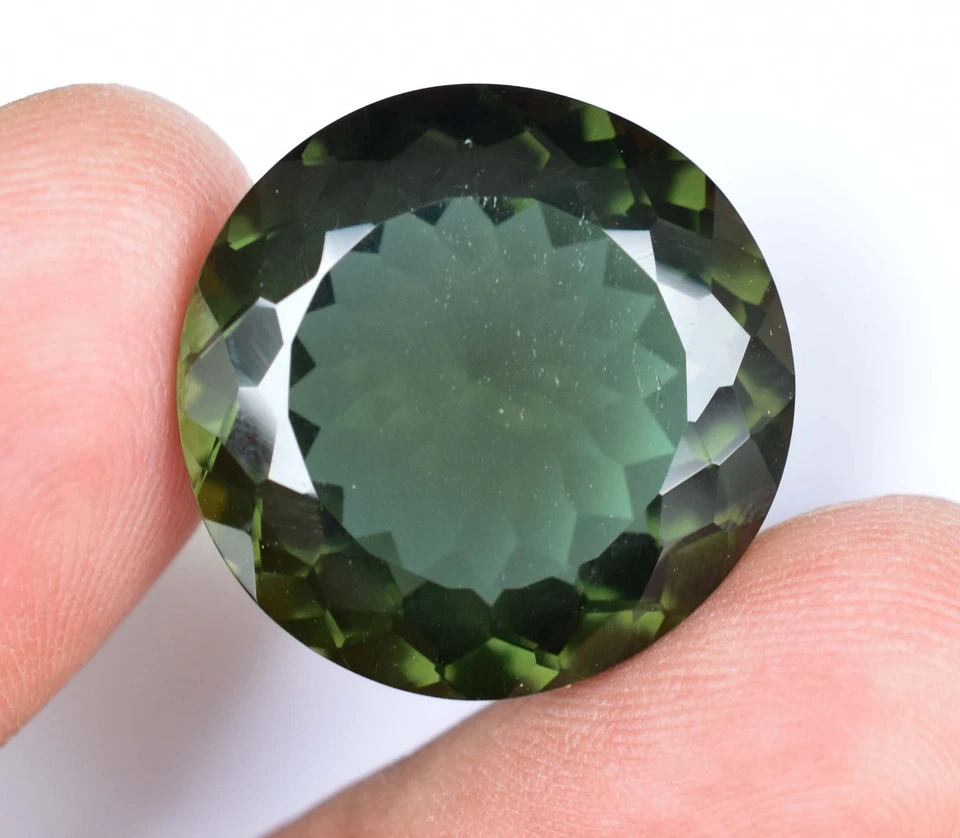 25.00 Ct Natural Greenish Moldavite Round Cut Certified Flawless Loose Gemstone - Image 4 of 4