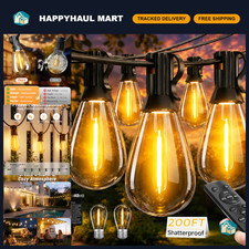 200FT LED Outdoor String Lights, Remote Control, 72 Shatterproof Bulbs, Dimmable