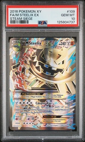 2016 POKEMON XY STEAM SIEGE #109 FULL ART/M STEELIX EX PSA 10