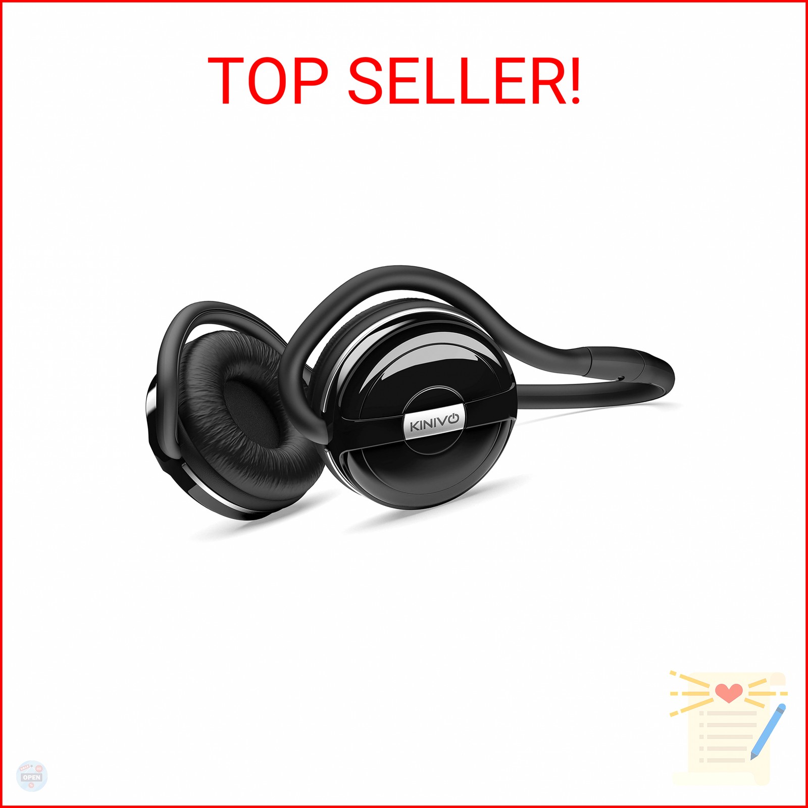 Kinivo BTH240 Wireless On-Ear Bluetooth Headphones with Hands-Free Calls in Black