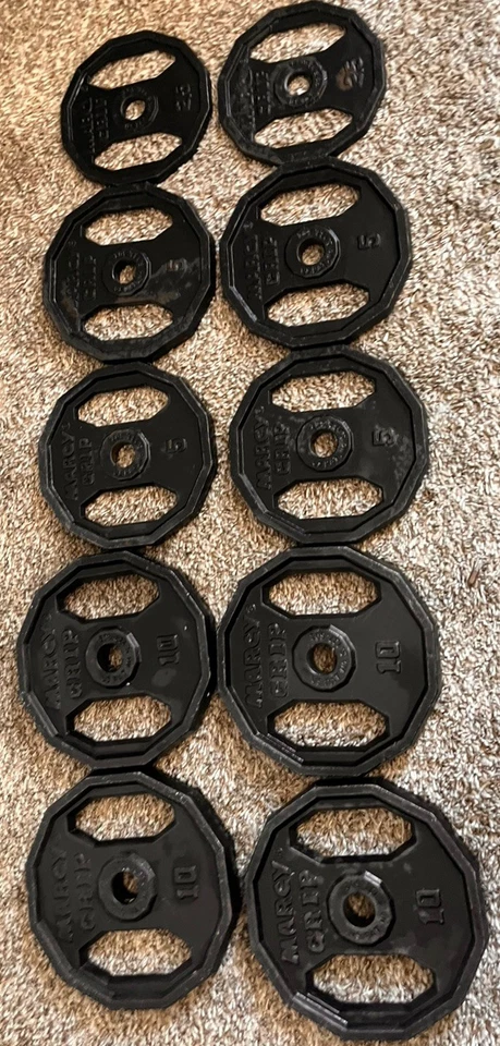Juego de 10 placas de peso Marcy estándar de 1" 10 libras 5 libras 2,5 libras/65 libras Foto 3 de 3