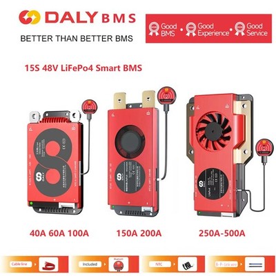 Daly Smart BMS LiFePo4 15S 48V 40A 60A 100A 150A 200A 300A 400A 500A BT BMS lot
