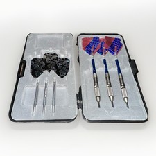 Accudart Dart Set Of 3 Steel Darts Hard Tip W/ Case American Flag Skull Flights
