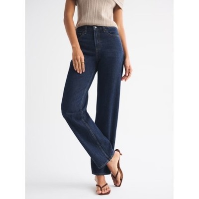 Abercrombie & Fitch The Loose High Rise Straight Leg Jeans Dark Wash Blue 24s