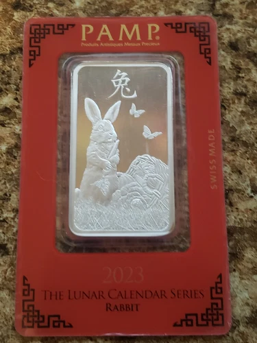 ERROR PAMP SUISSE 2023 YEAR OF THE RABBIT 1 OZ SILVER BAR MISSING BUTTERFLIES