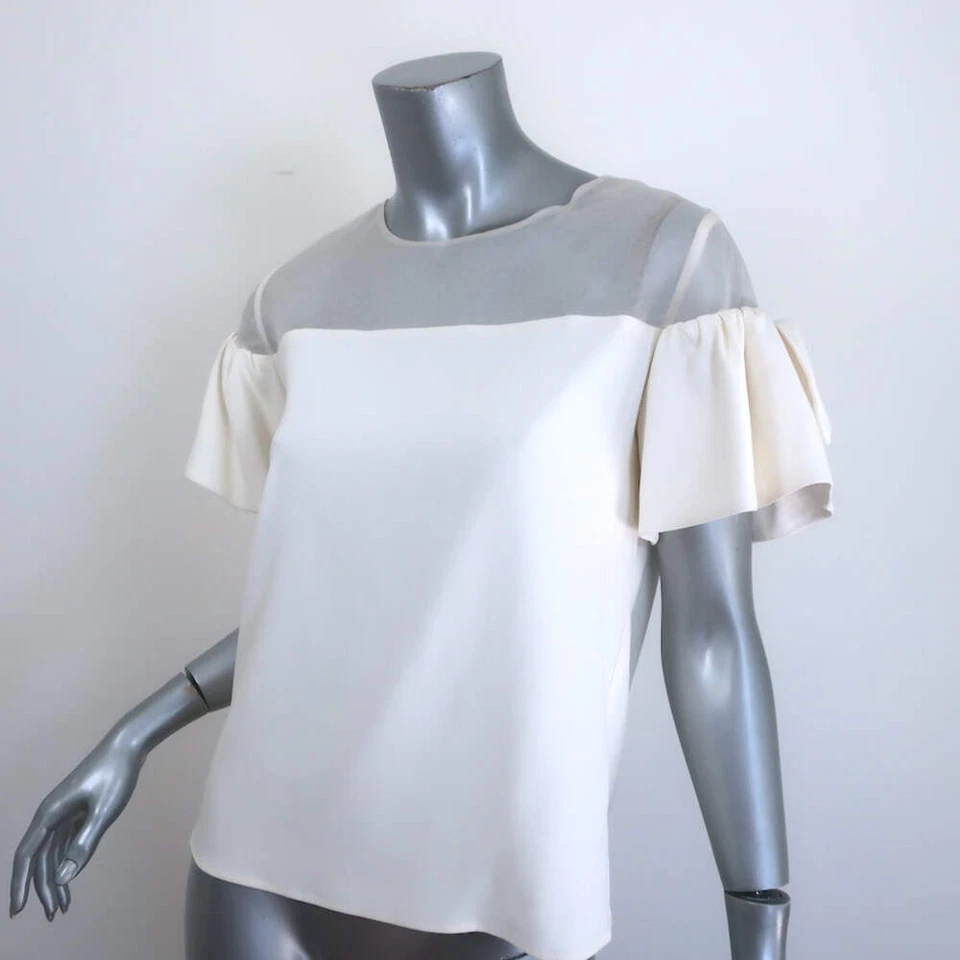 Alexis Top Manga Lazo Blanco Organza y Crepé Talla Pequeña NUEVO Foto 2 de 4