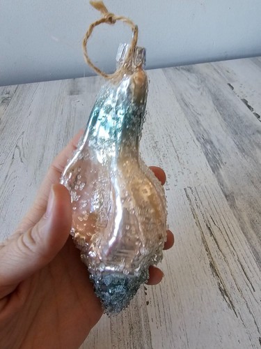 Beaded glass shell beach ornament glitter nautical Xmas tree life size sparkle - Foto 6 di 8