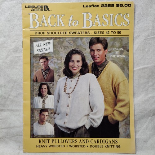 1992 BASIC PULLOVER & STRICKJACKEN Leisure Arts Faltblatt 2289 STRICKEN & HÄKELN