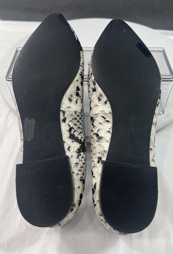 Calvin Klein Emerin Pointed Toe Flat Shoes Snake Print Black White Women SZ 8.5 - Picture 20 of 21