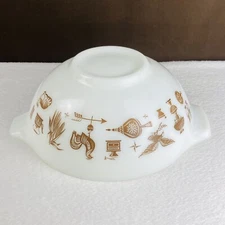 Vtg MCM PYREX Early American White & Brown 2.5 qt Cinderella Mixing Bowl 443
