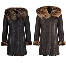 Women Toscana Coat  Winters 3/4 Long Jacket Shearling Sheepskin Coat K11211