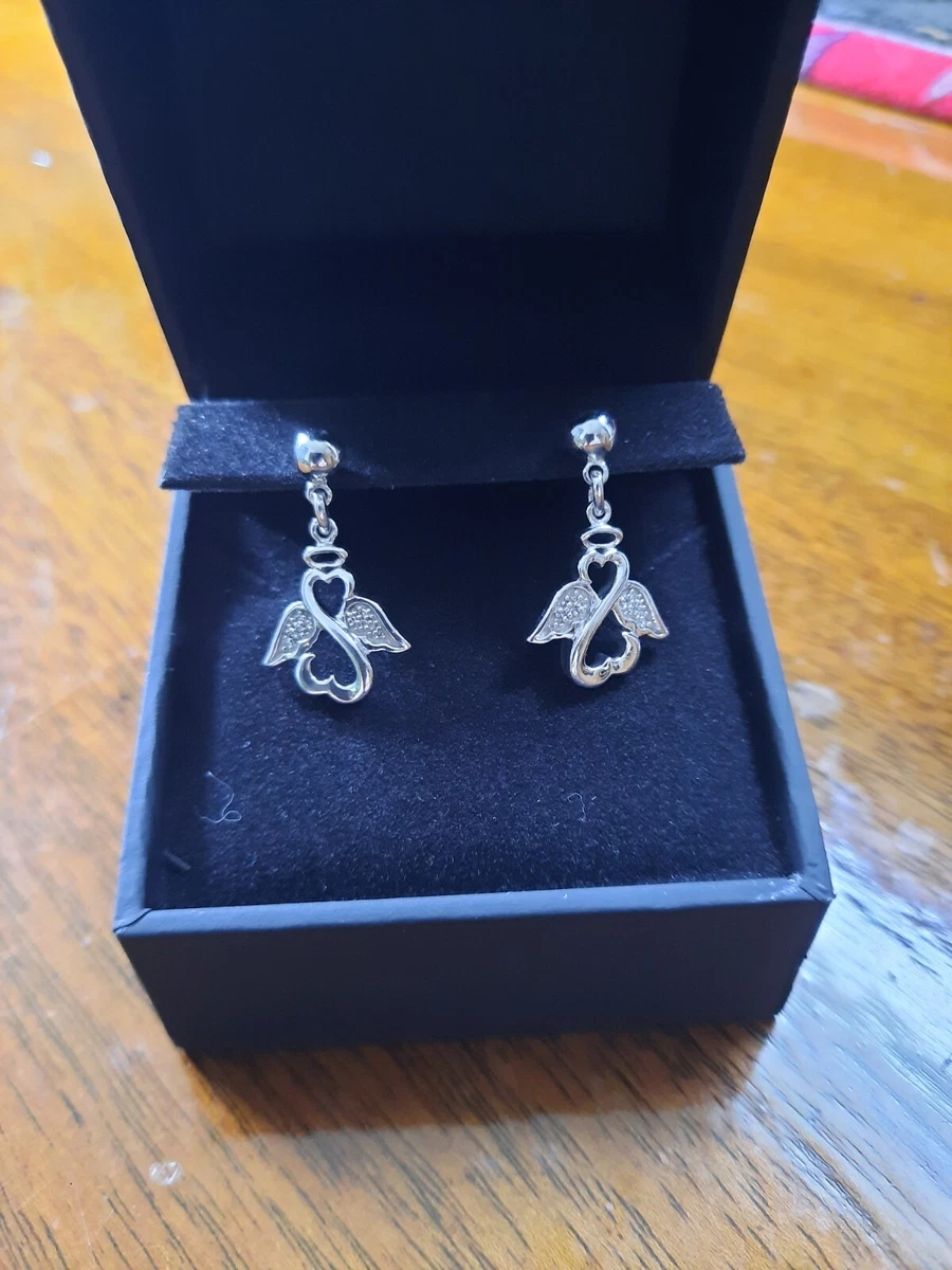 Open heart hotsell angel earrings