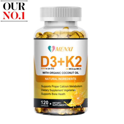 Vitamin D3 K2 Softgels Capsules - Highest Potency D3 K2 Supplements with 5000 IU