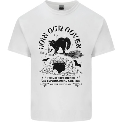 Join Our Coven lustiges Halloween Katze Herren Baumwolle T-Shirt Tee Oberteil