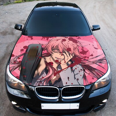 Anime Girl Gun Car Hood Wrap Decal Vinyl Sticker Full Color Graphic Fit Any Car