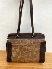 ☘️ I Medici Firenze Stamped Leather Shoulder Bag Tote Brown Made In Italy