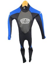 Ron Jon Wet Suit, Size 10 Kids. 3.2 mm Thick Super Stretch Black And Blue