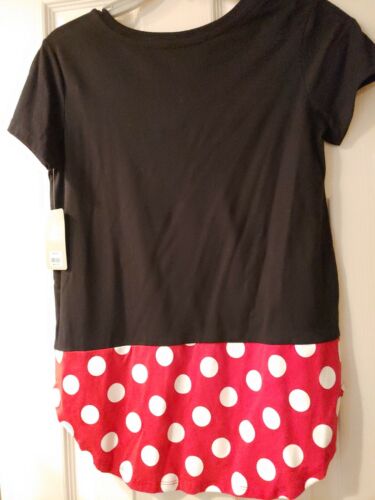 Disney Women's Minnie Mouse T-Shirt Short Sleeve Black Red White Dot Size S NWT