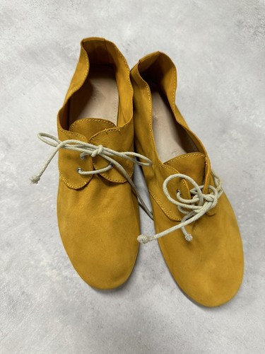 Hobes Women's Boat Shoes Size 5.5-6 US Marigold Suede Flat Lace Up EU 36 Soft - Picture 3 of 18