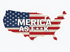 'Merica As F k Die-Cut Vinyl Decal Flag Sticker Red White Blue