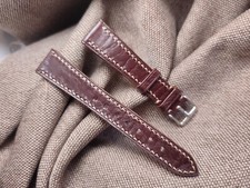 Cinturino 18 mm artigianale PELLE BOVINA Marrone Fibbia 14 mm Italy (181403)