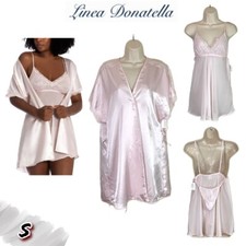 NWD Linea Donatella S Siren Satin Robe, Nightgown  Thong Lingerie Set SYR090
