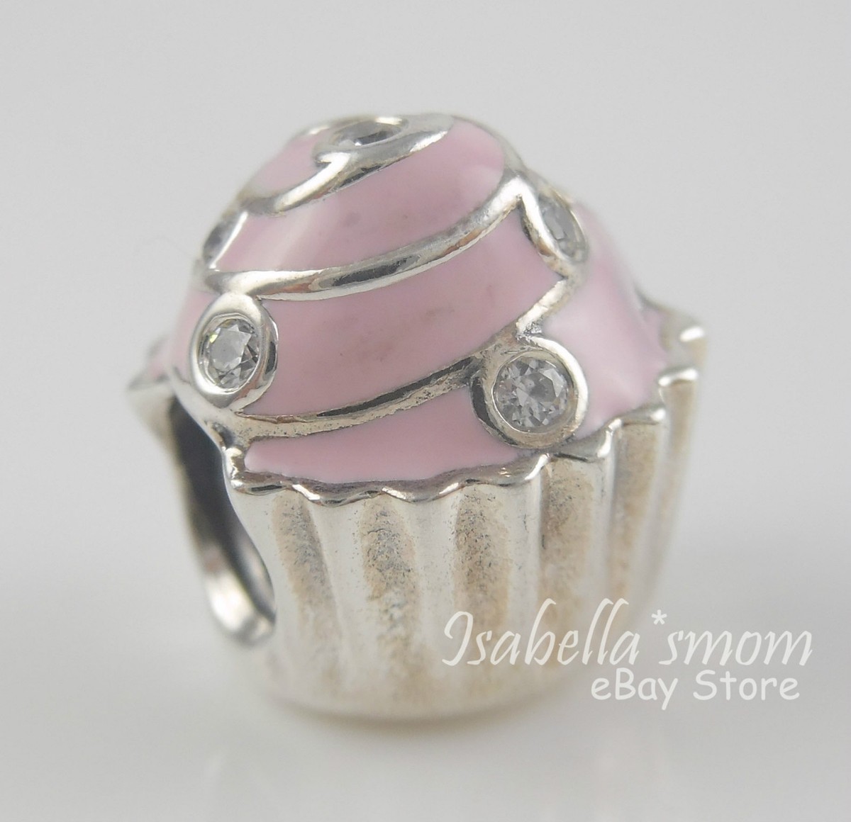 SWEET CUPCAKE Genuine PANDORA Silver/Light PINK ENAMEL/Clear CZ