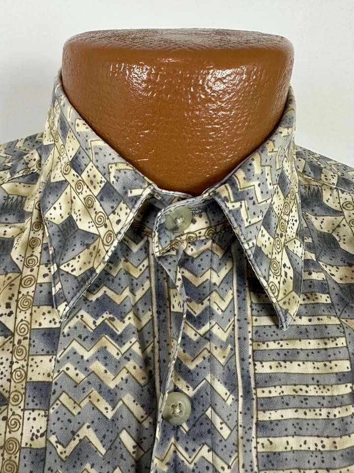 Camisa De Colección Pierre Cardin Hombres S Manga Corta Geométrica Hawaiana Informal Algodón Foto 3 de 4