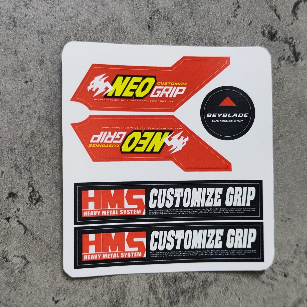 Precut Redesigned Sticker Sheet Only For Beyblade HMS Grip MS Neo
