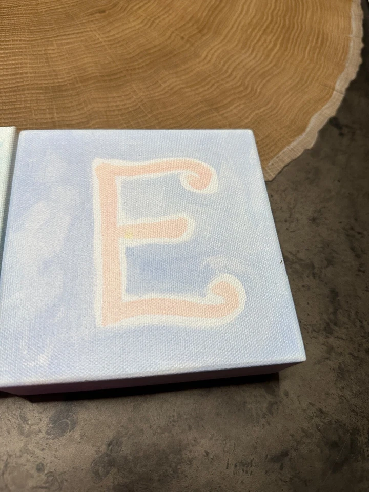 Pottery Barn Kids CANVAS NAME WALL ART PASTEL LETTER BLOCKS Set of 5 KATIE 5x5 - Image 2 of 4