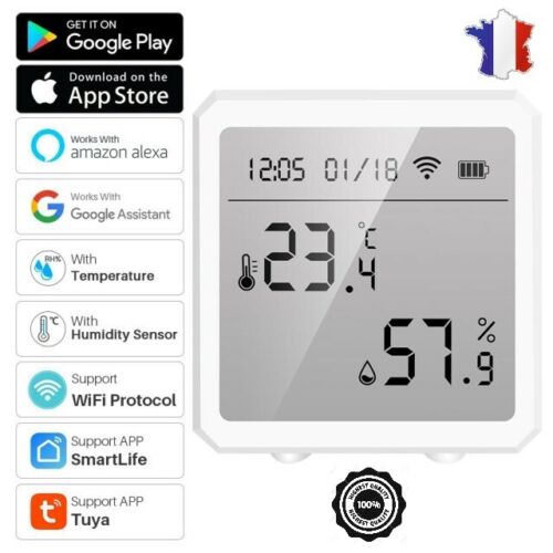 Alexa Google Home Apple Compatible Wifi Interior Thermometer Moisture Sensor - Picture 1 of 6