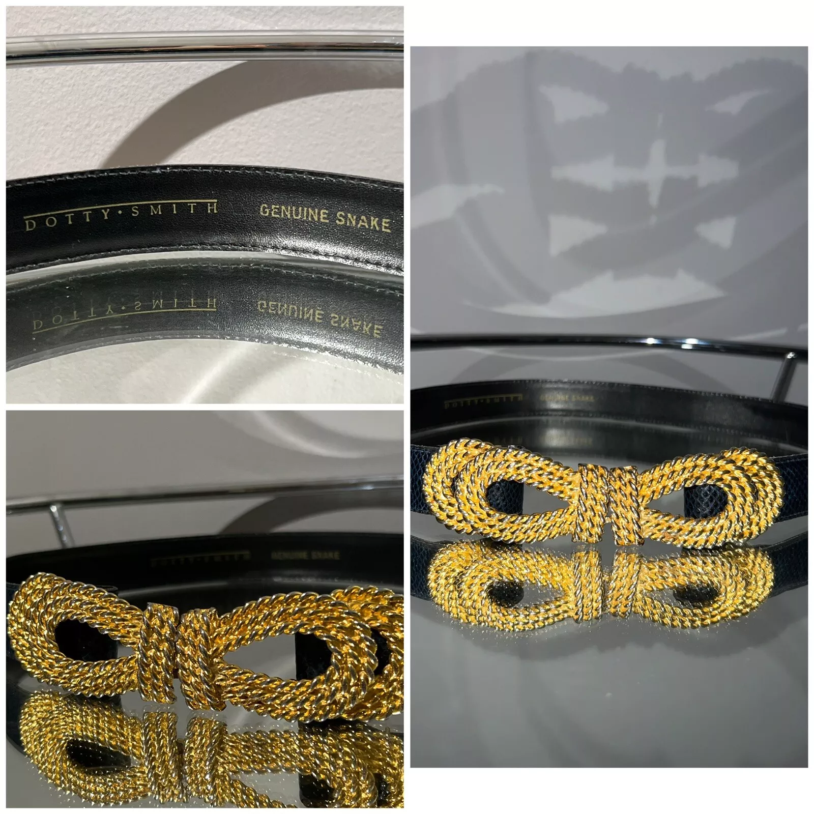 Ensemble de boucles ceinture vintage Dotty Smith serpent profond (style Gucci) ton or 31