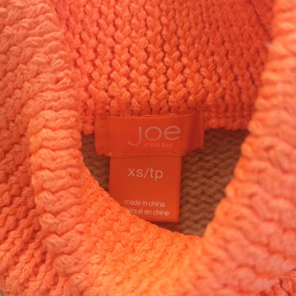 Joe Fresh 女式羊羔毛毛衣 XSmall 棕色橙色套衫针织圆领 — 第 3/4 张图片