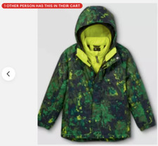 Boys Green/Camo Softshell Winter Jacket with Removable Liner, Large 12/14