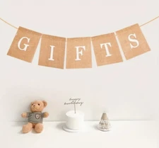 Burlap "Gifts" Banner/Sign, Baby Shower, Birthday, Wedding Graduation Retirement