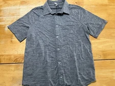 ibex Small Gray Zque Merino Woold Gray Short Sleeve Button Up Shirt A15